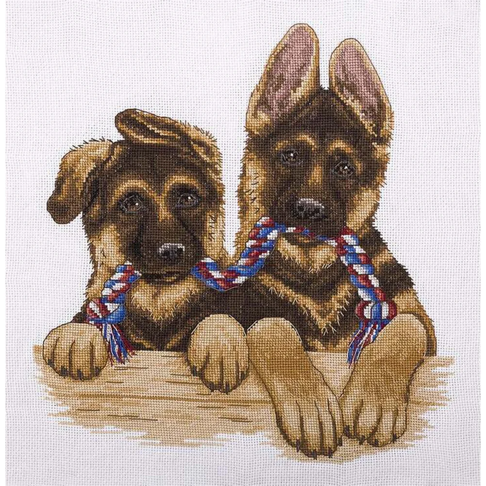 Two Dogs - 11CT Stamped Cross Stitch(45*46cm)