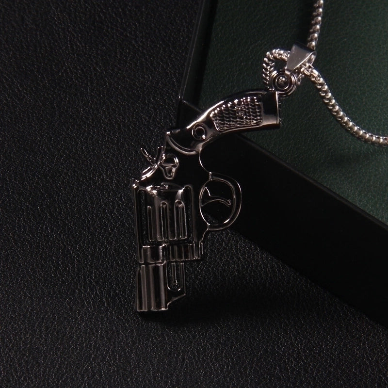 Hip-Hop Pistol 201 Stainless Steel Zinc Alloy Plating Men’s Pendant Necklace
