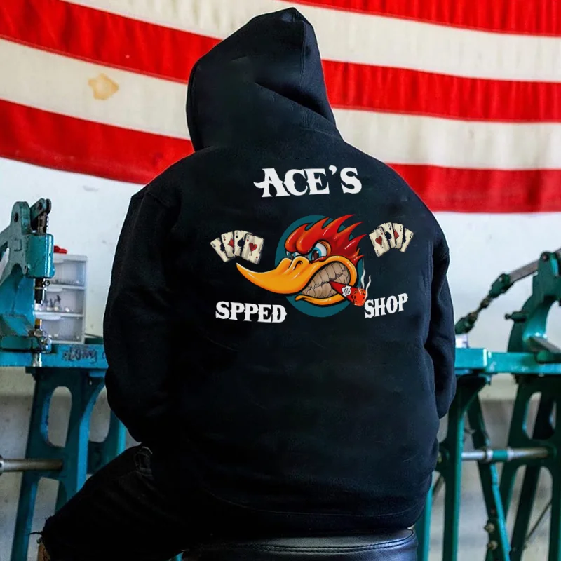 ACE'S SPPED SHOP Hot Rod Bird Print Men's Hoodie