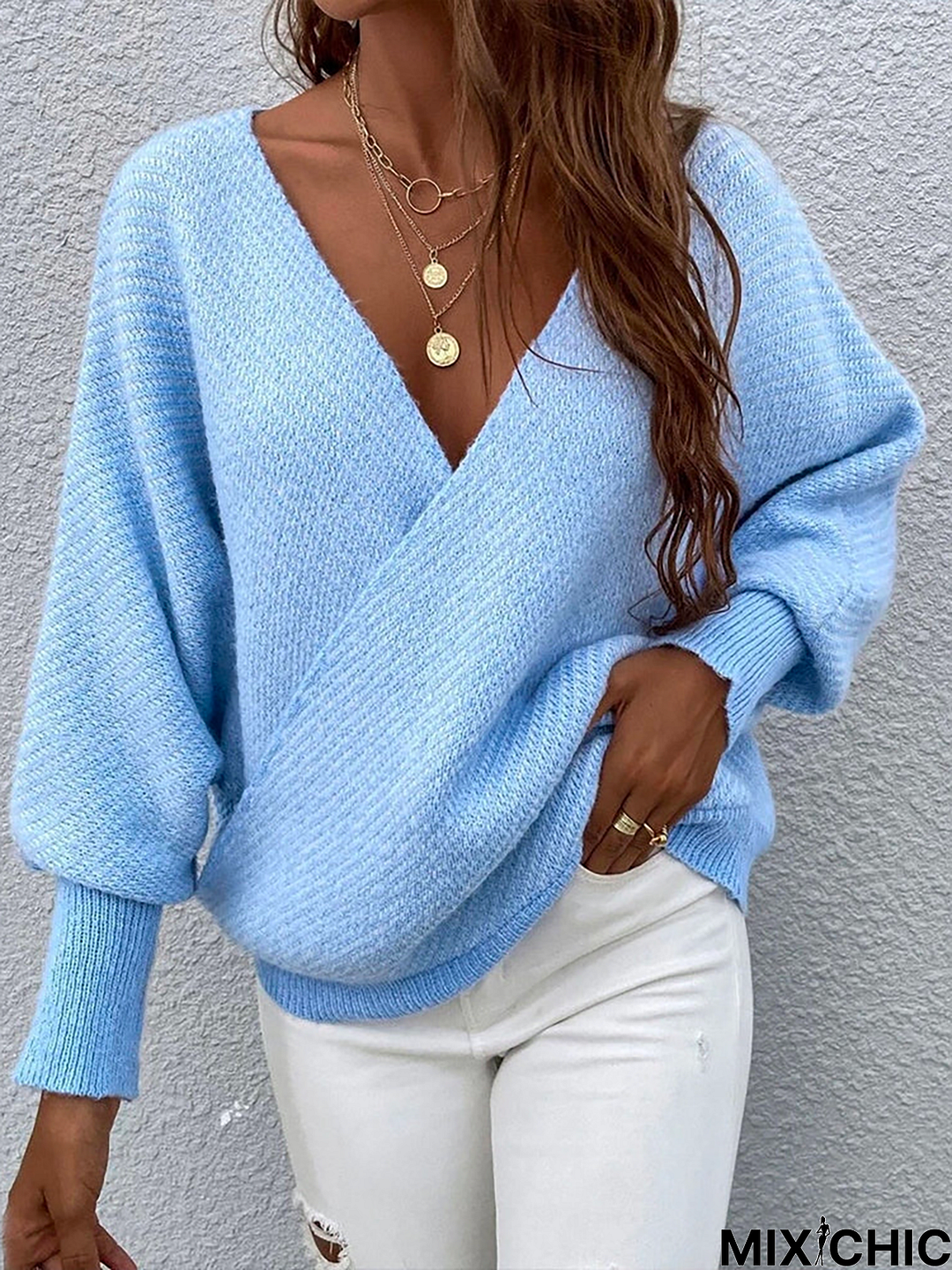 Yarn/Wool Yarn Plain Casual Sweater