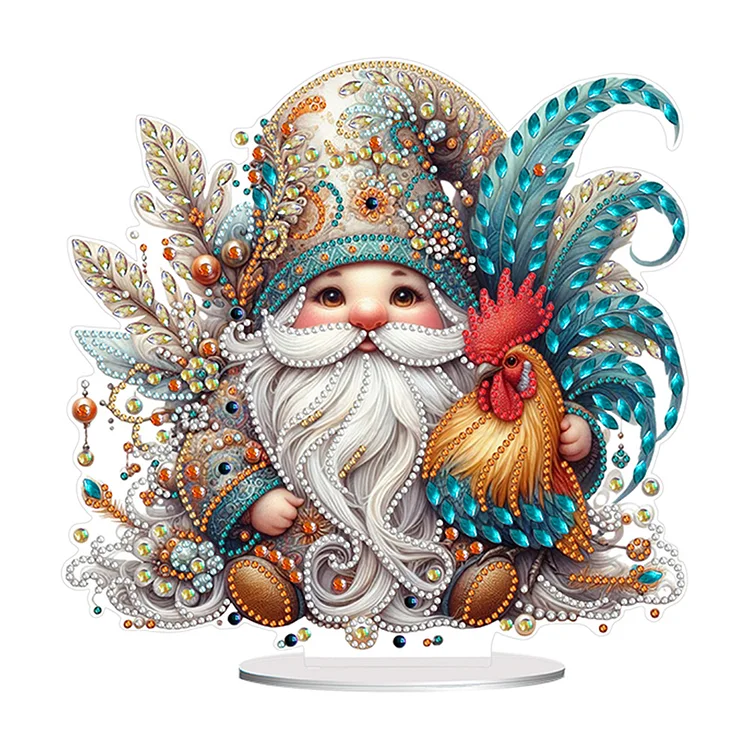 Rooster Gnome Special Shape Diamond Painting Desktop Decorations for Home Decor