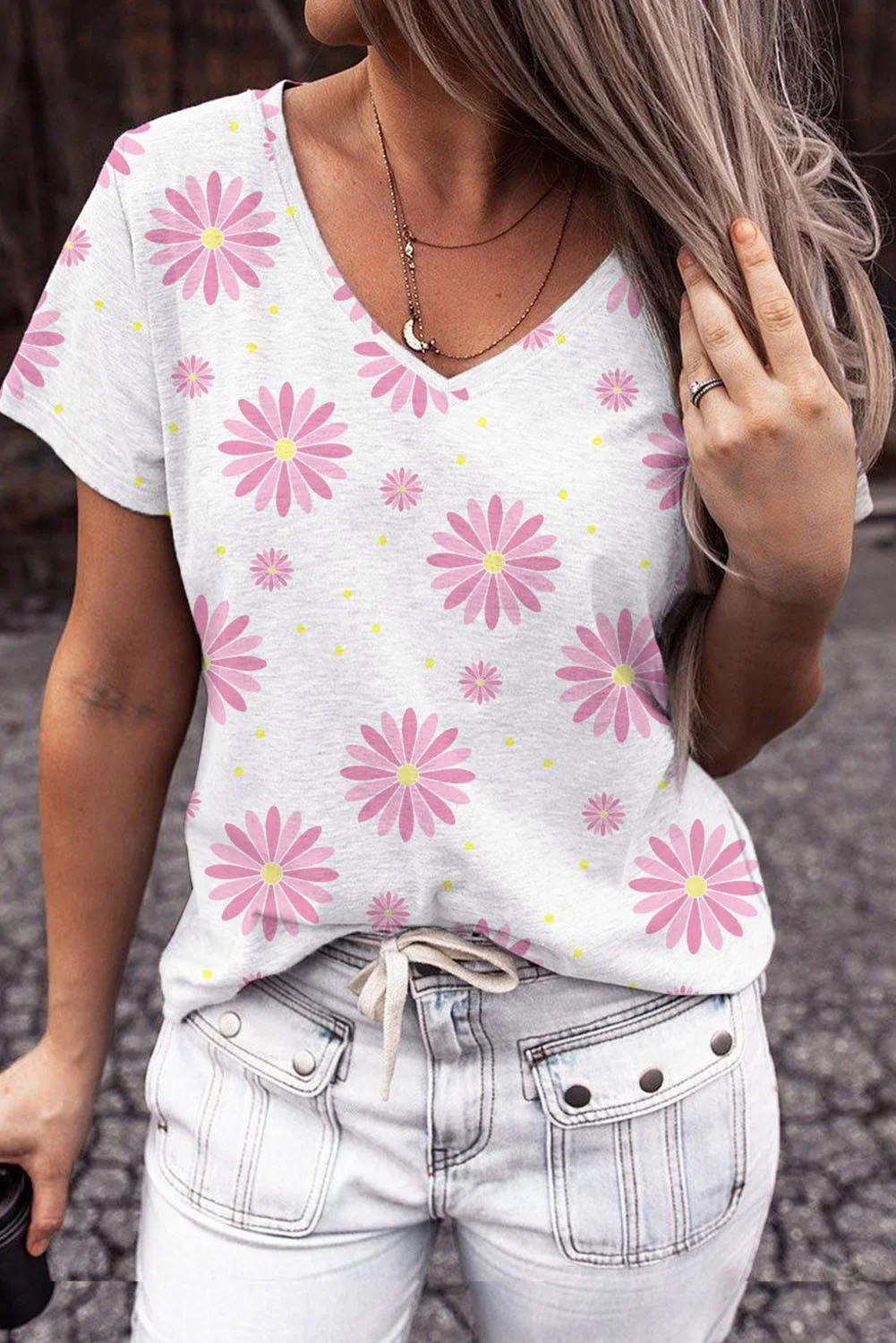 Pink Gerbera Casual T-Shirts