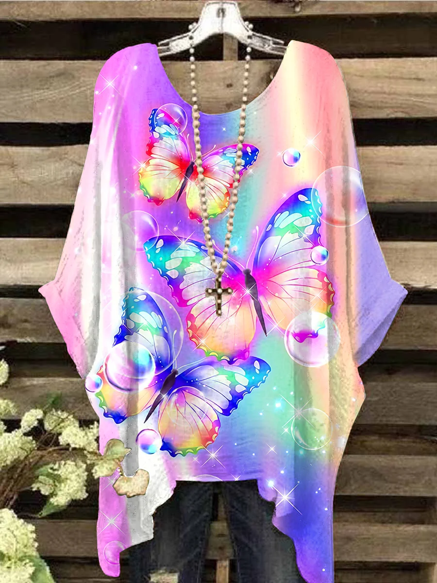 Women's Gradient Butterflies Printed Pullover Tops
