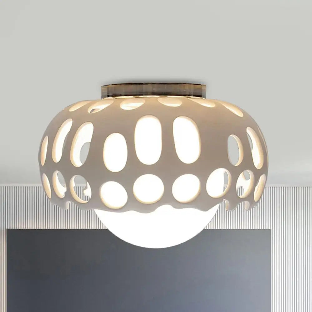 Modern Resin Hollow - Out Dome Flushmount Ceiling Light - White 1 11&rsquo;/13&rsquo; Wide / 11&rsquo;
