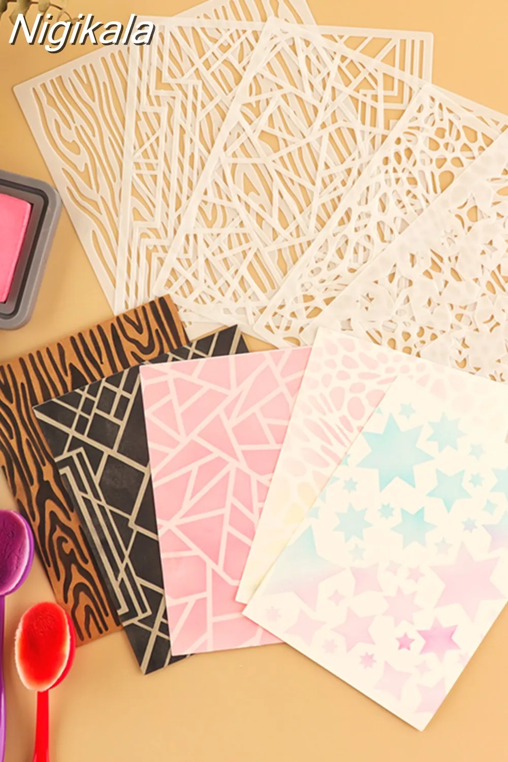 Nigikala Bubbles Texture Irregular Plastic Stencils Set for DIY Card ...