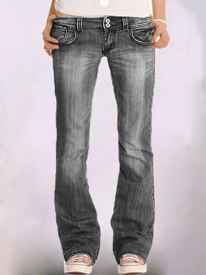 Casual Retro Mid-Rise Jeans