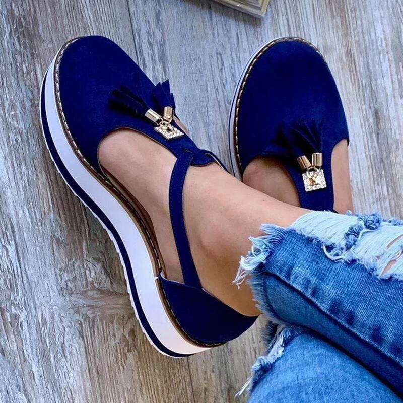 Women Sandals 2021 Summer Vintage Wedge Shoes Pumps Chunky Mid Heels Plus Size Open Toe Shoes Female Flats Platform Sandals