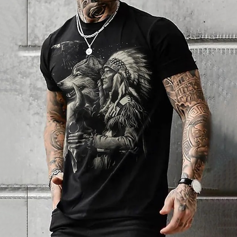 Men's Ethnic Casual Short Sleeve  T-Shirt