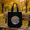 Premium DIY Peacock Canvas Tote Bag Embroidery Kit with Hoop Frame 32x37cm
