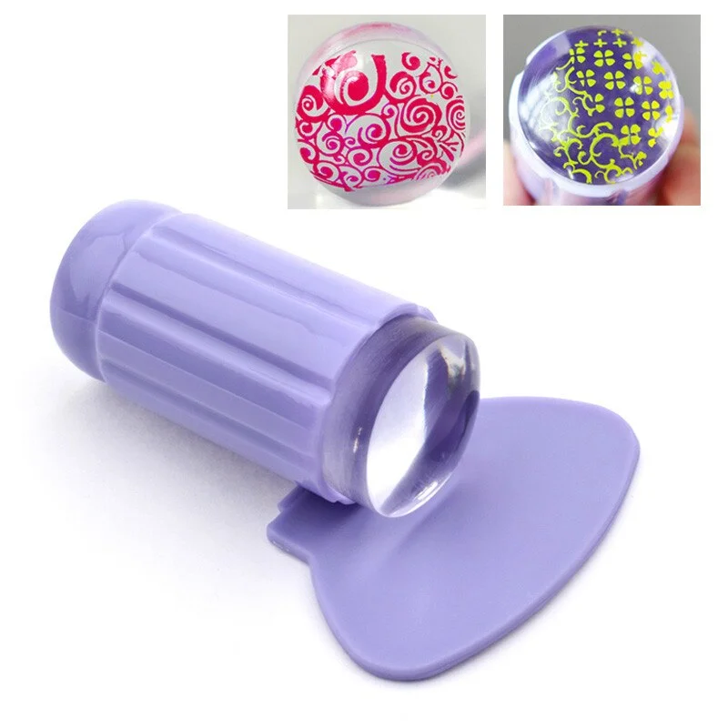New Design Pure Clear Jelly Silicone Nail Art Stamper Scraper Transparent Nail Stamp Stamping Tools