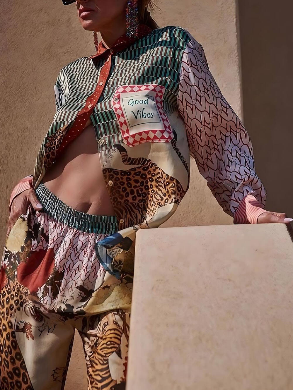 Unique Tropical Jungle Tiger Unique Print Long Sleeve Loose Shirt