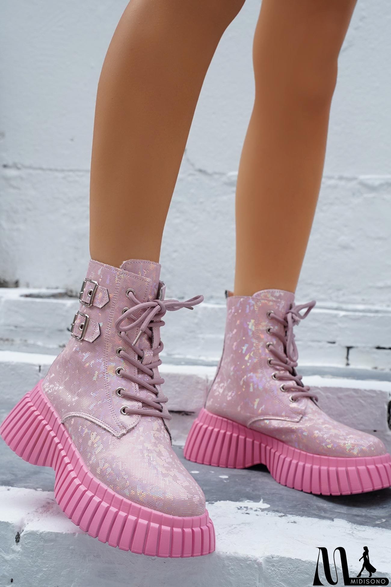 MidiSono - Glossy Platform Martin Boots