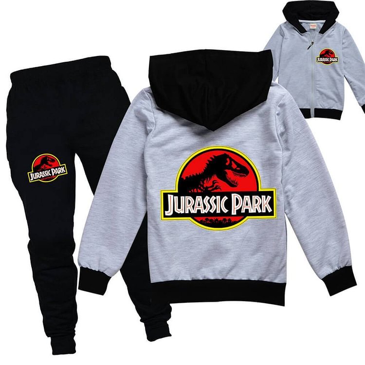 Jurassic Park Dinosaur Print Girls Boys Cotton Jacket And Joggers Suit-Mayoulove