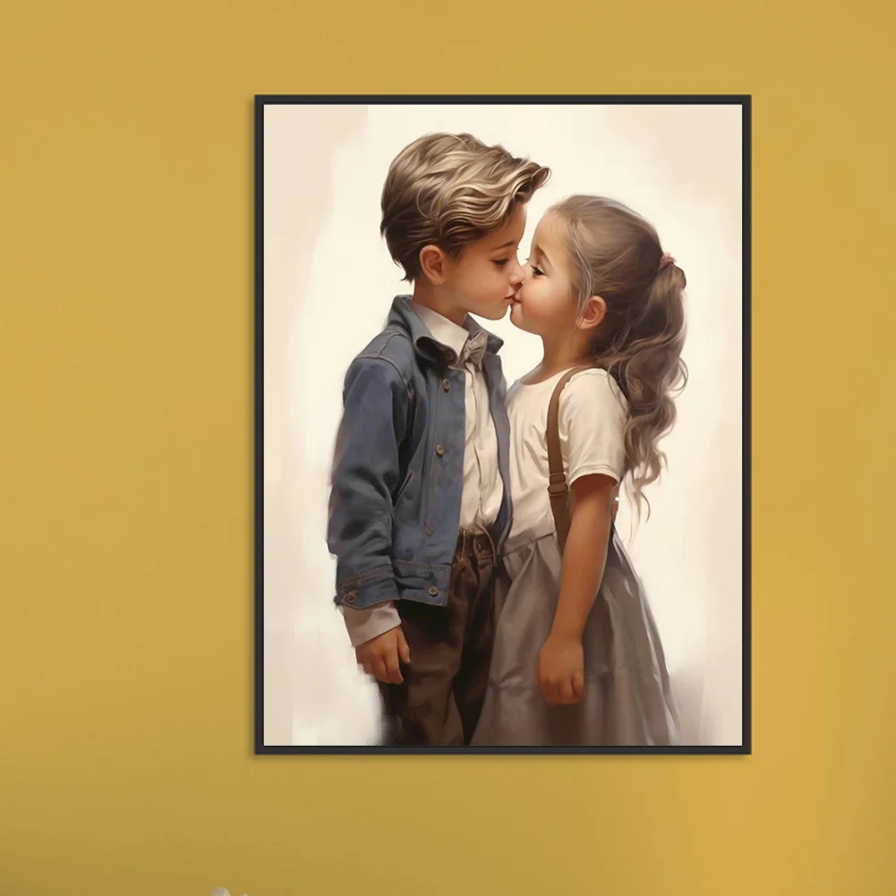 Diamond Painting - Full Round Drill - Kid Sweet Couple(Canvas|30*40cm)