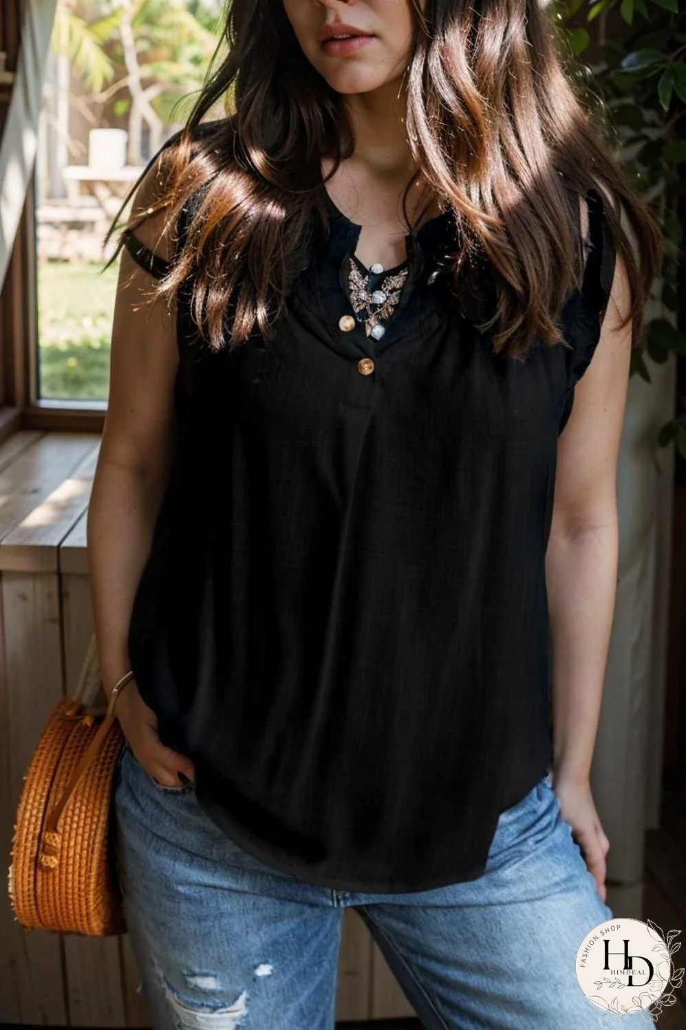 temperament commuter ruffle stitching v neck pullover sleeveless vest