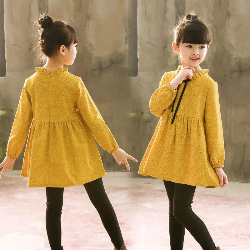 2020 Spring Autumn Girl Dress Cotton Long Sleeve Children's Dress Floral Kids Dresses for Girls Fashion Girls Princess Clothing