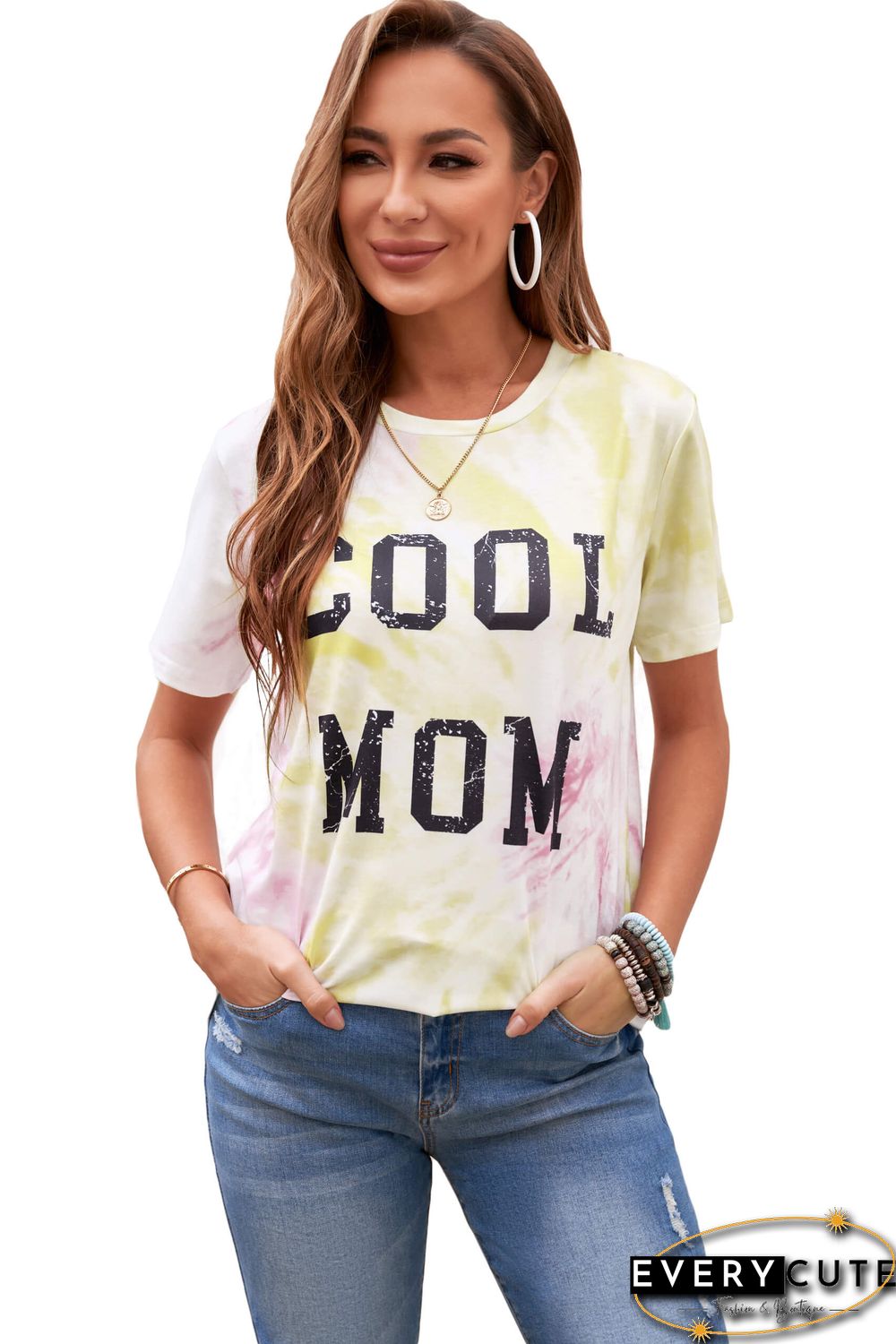 Pink COOL MOM Tie Dye Tee