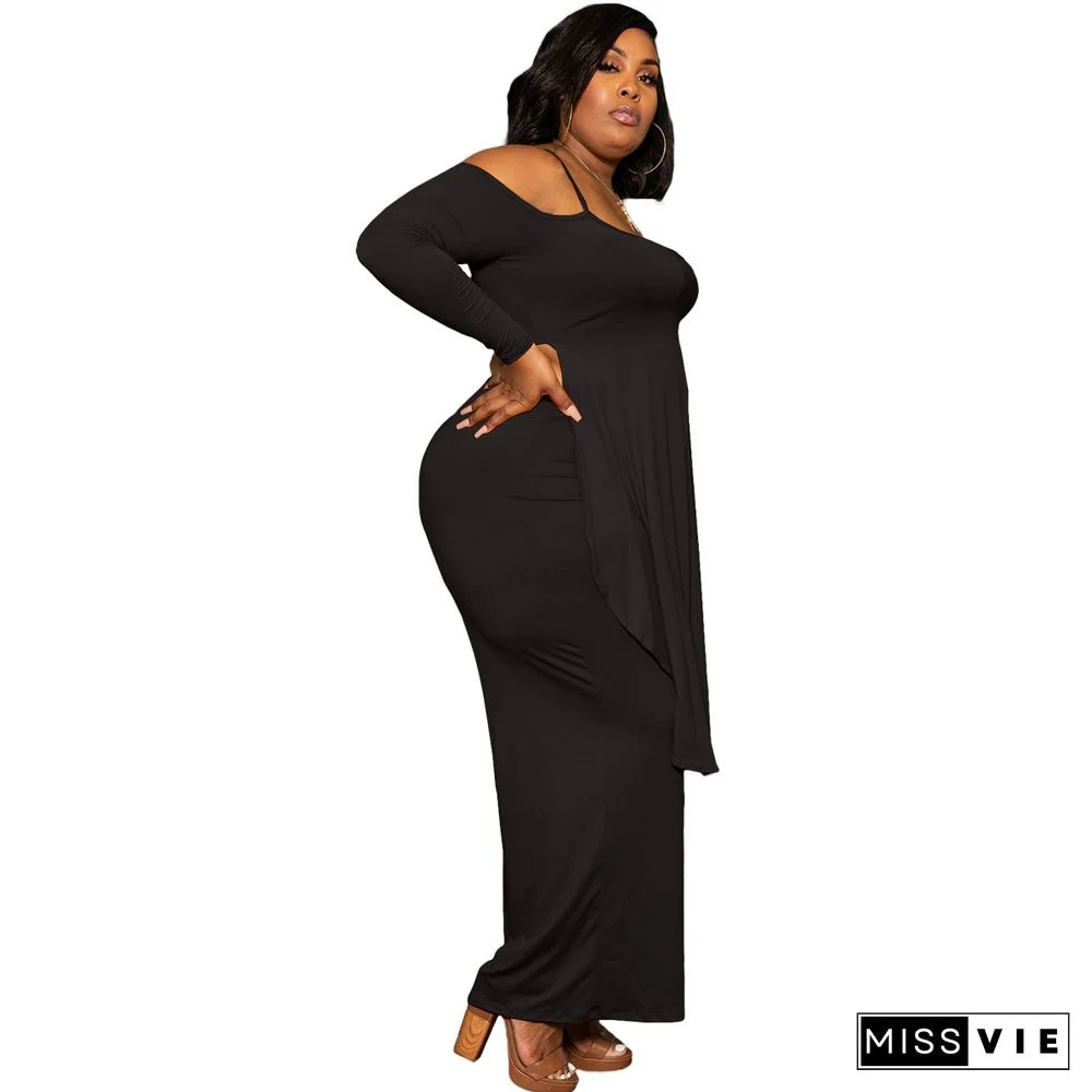 Plus Size Irregular Solid Casual Wide-leg Pants Suits