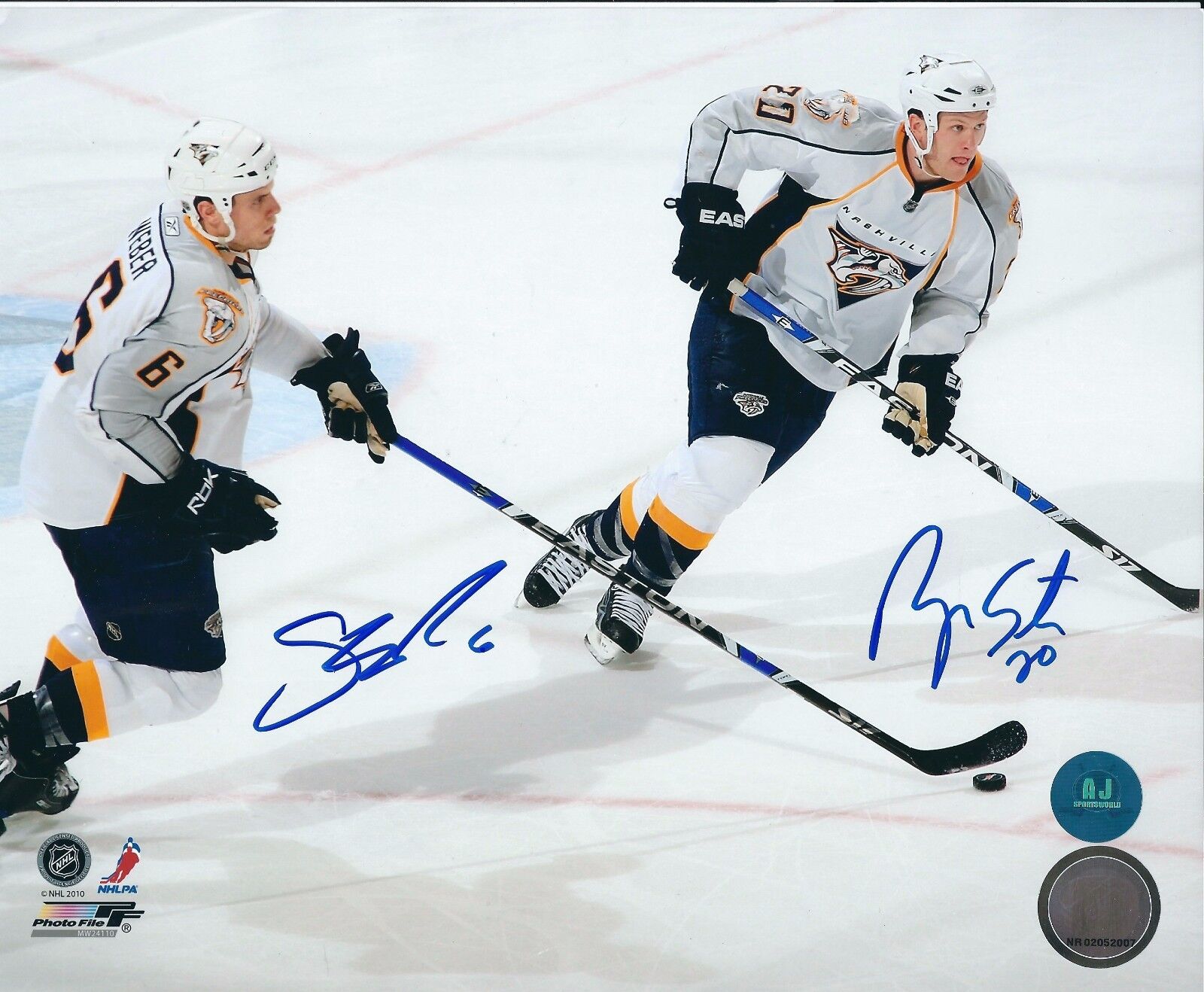 Autographed 8x10 SHEA WEBER & RYAN SUTER Nashville Predators 8x10 Photo Poster painting- w/ COA