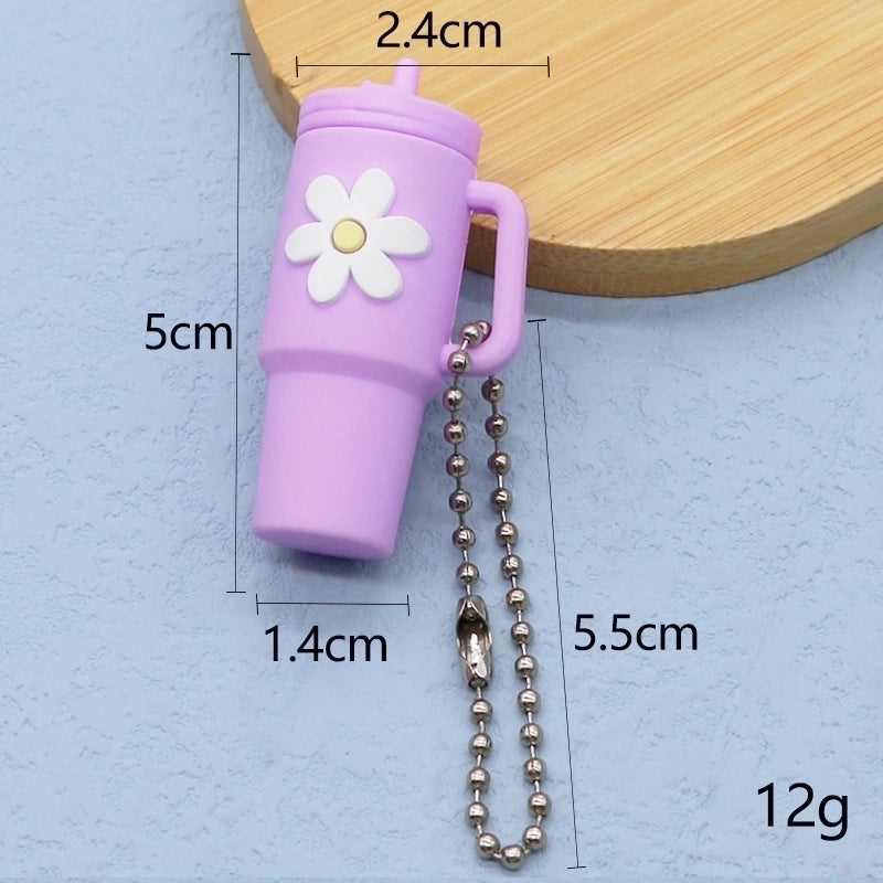 Cartoon Style Cup Flower Soft Glue Women’s Keychain