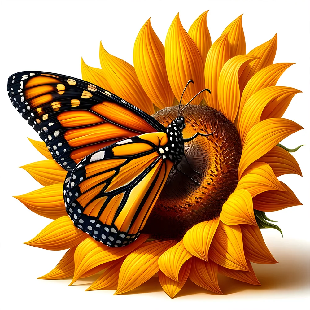 Full Round Diamond Painting - Sunflower Butterfly(Canvas|30*30cm)