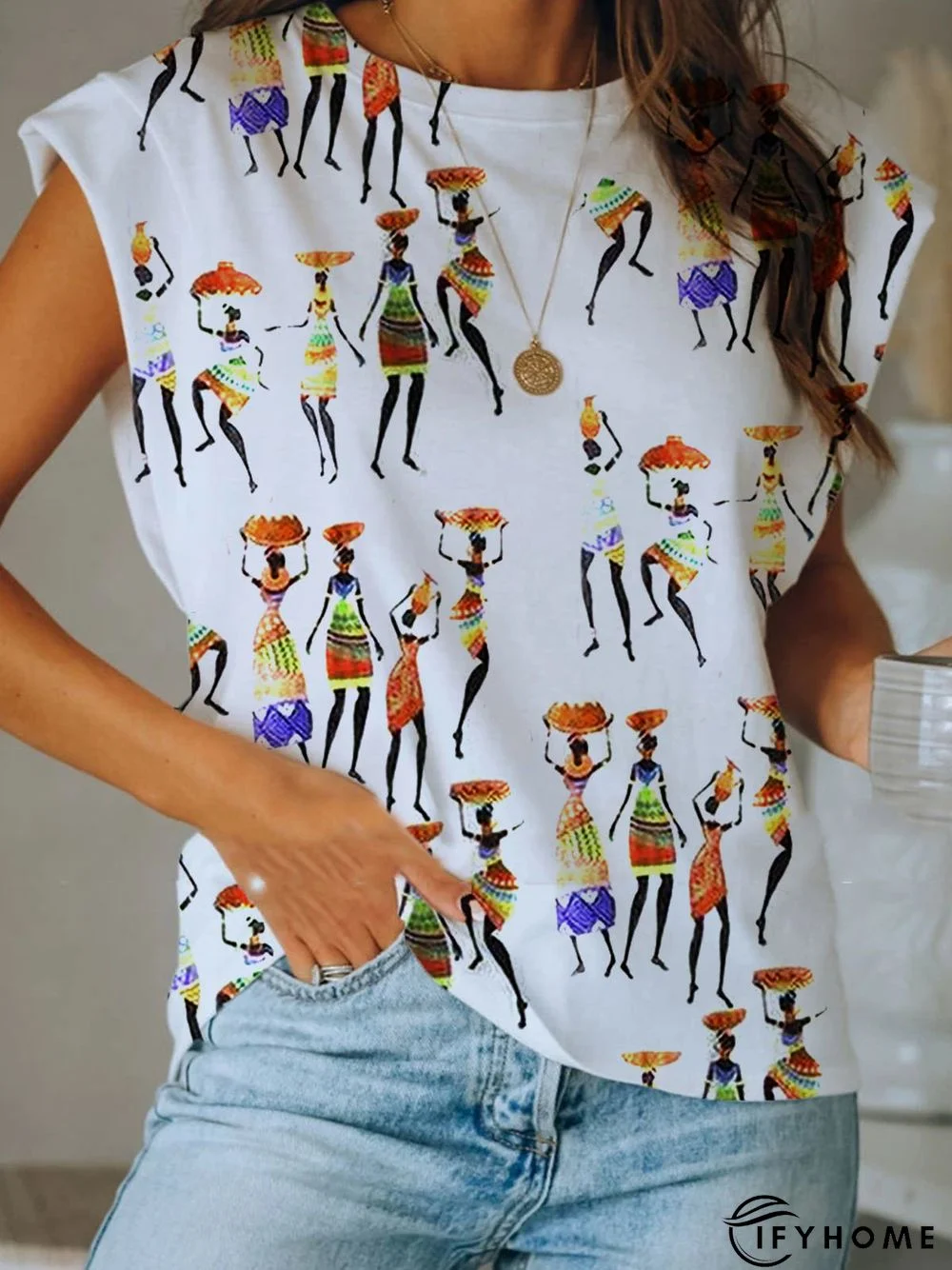 Sleeveless Printed Top | IFYHOME