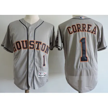Men's Houston Astros #1 Carlos Correa Gray Elite Stitched MLB Jersey P6D4
