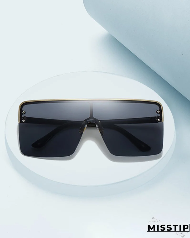 1Pair Half Metal Frame Ombre Lens Flat Top Sunglasses