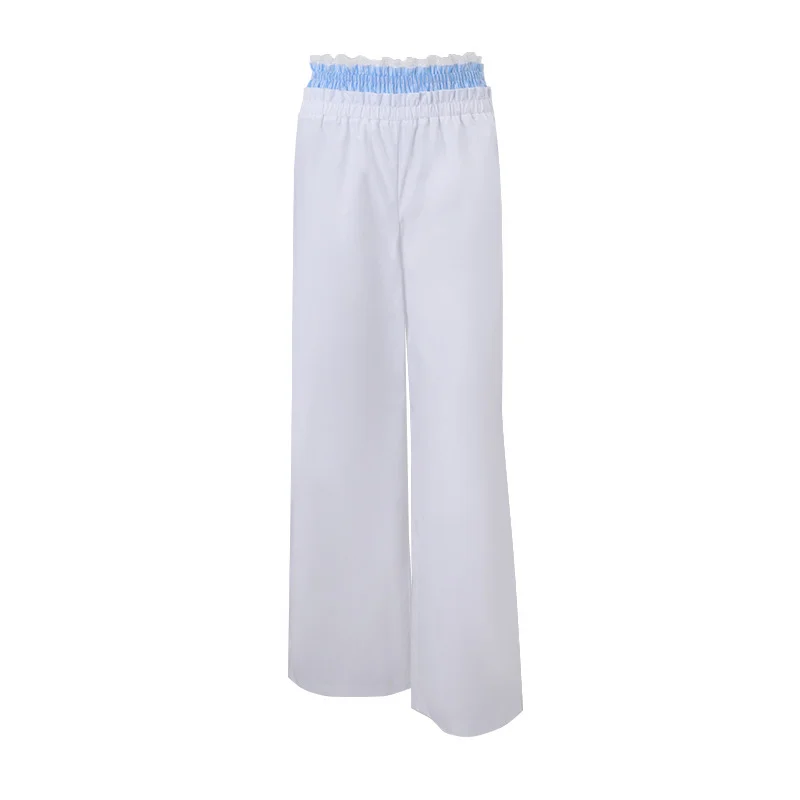 Uveng Uveng 2024 Women's Fashion Casual And Sexy Three-Piece Solid Color Set With Long-Sleeved Shirt And Wide-Leg Pants