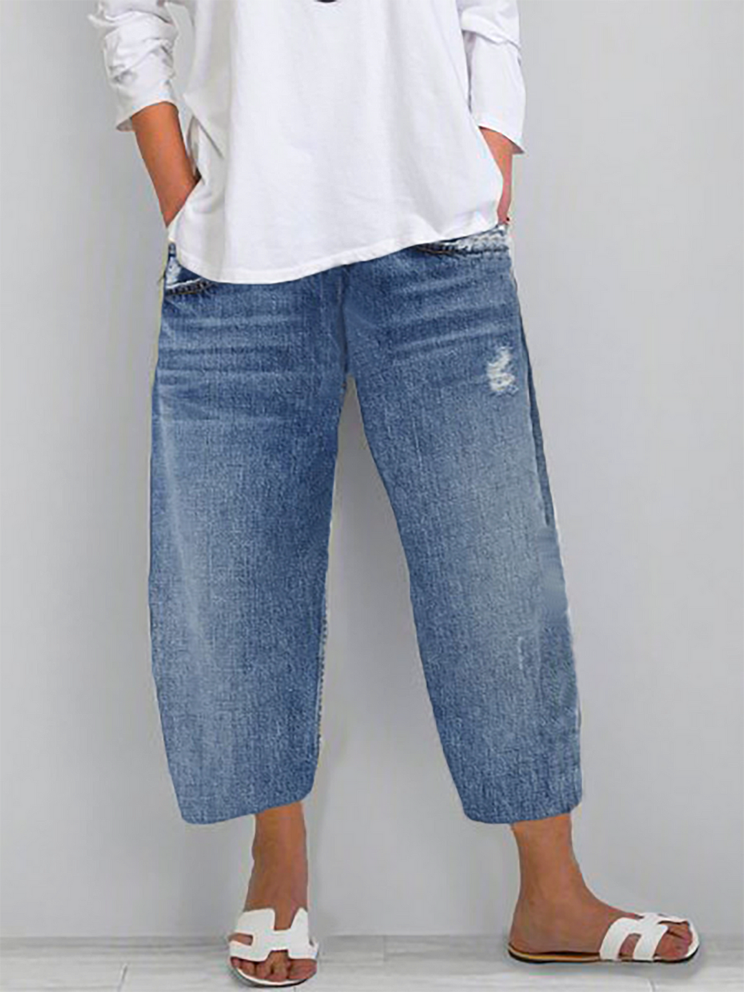Plus size Solid Casual Jeans | IFYHOME