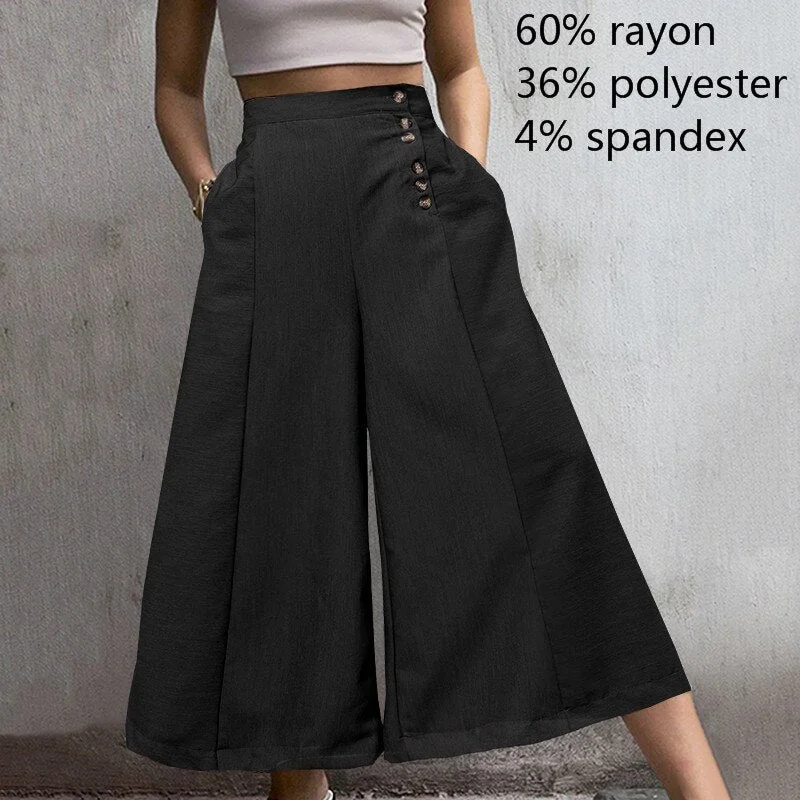 Celmia 2022 Fashion Striped Trousers Women White Wide Leg Pants Summer High Waist Pocket Casual Office Pantalon Elegant Palazzo