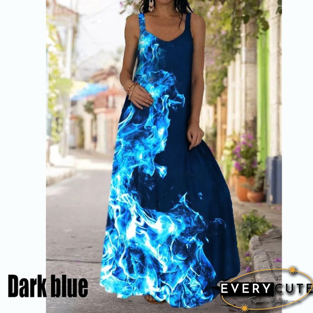Summer Tie-Dye 3D Printed Dress Bohemian Off The Shoulder Mopping Dress Plus Size S-5Xl