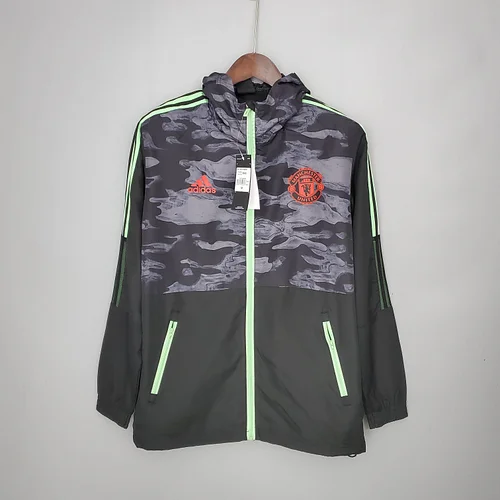 2021/2022 Manchester United Jersey Windbreaker Black And Grey Camouflage