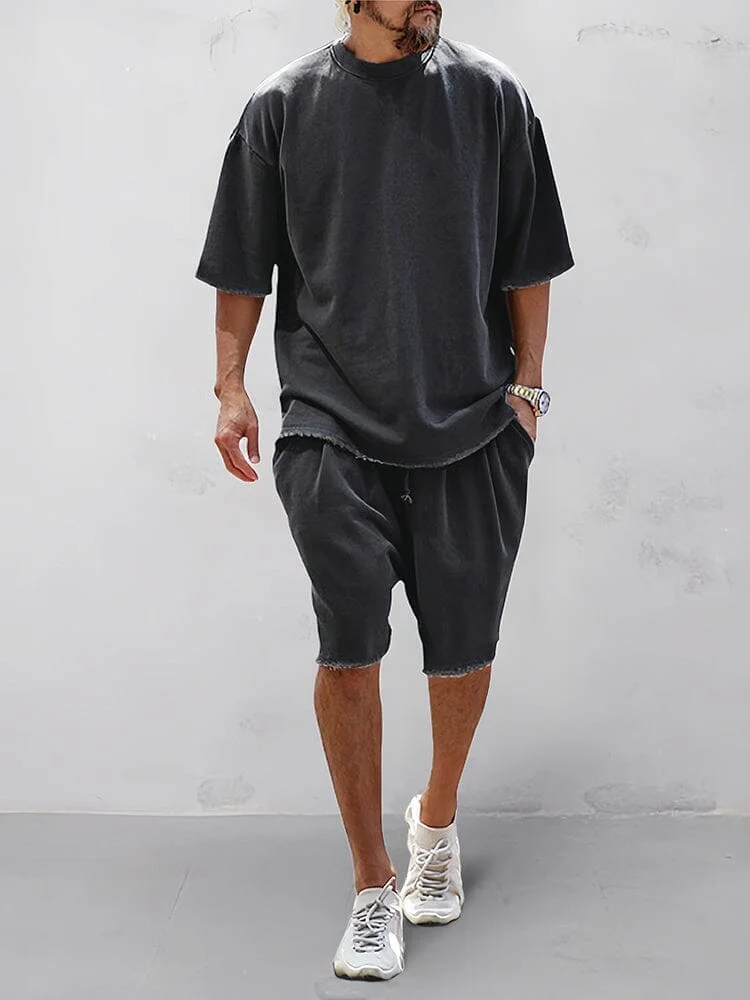 Casual Loose Fit Solid Sports Sets QueenFunky