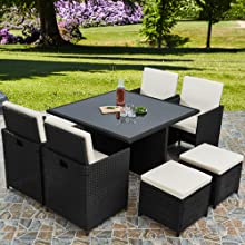 rattan cube set black