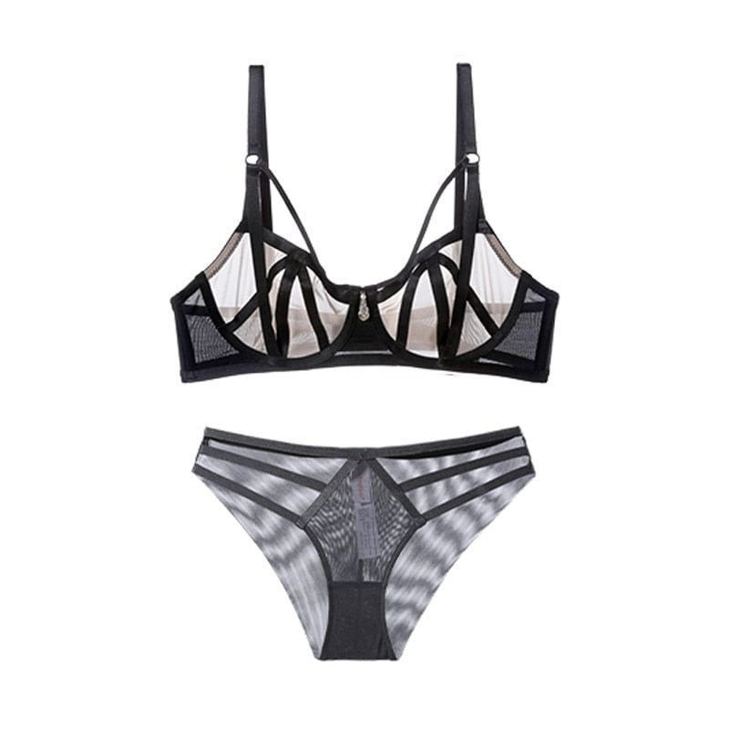 CINOON Fashion Bandage Bra Set Lingerie Push Up Brassiere Lace Transparent Underwear Set Sexy Ultra-thin Cup For Women underwear