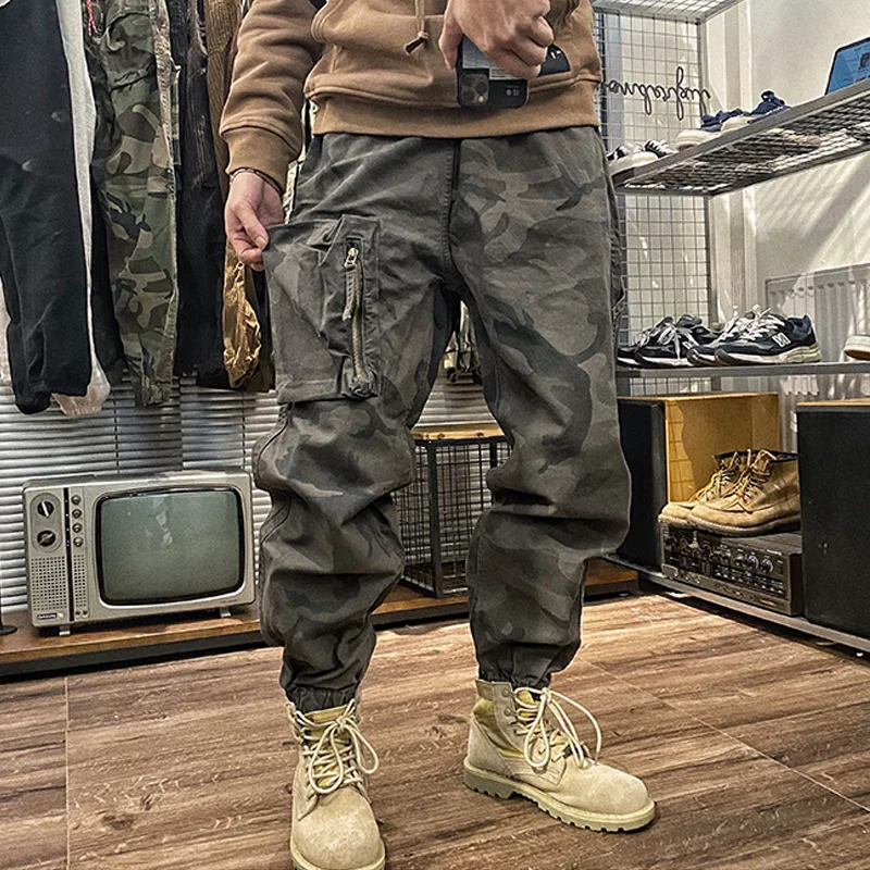 Vintage Camo Large Pocket Casual Pants