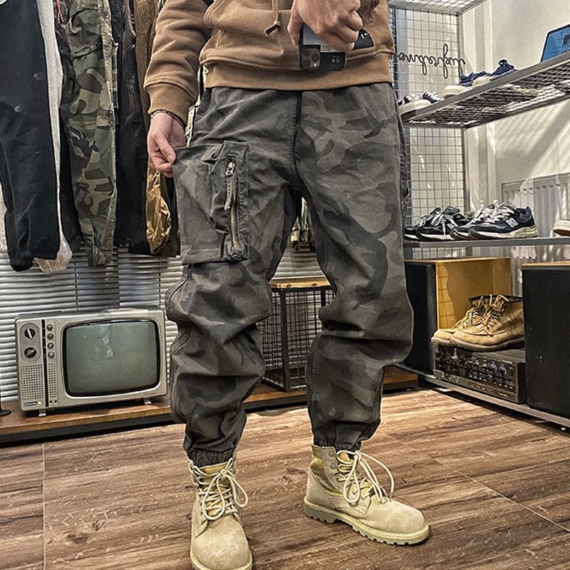 Vintage Camo Large Pocket Casual Pants
