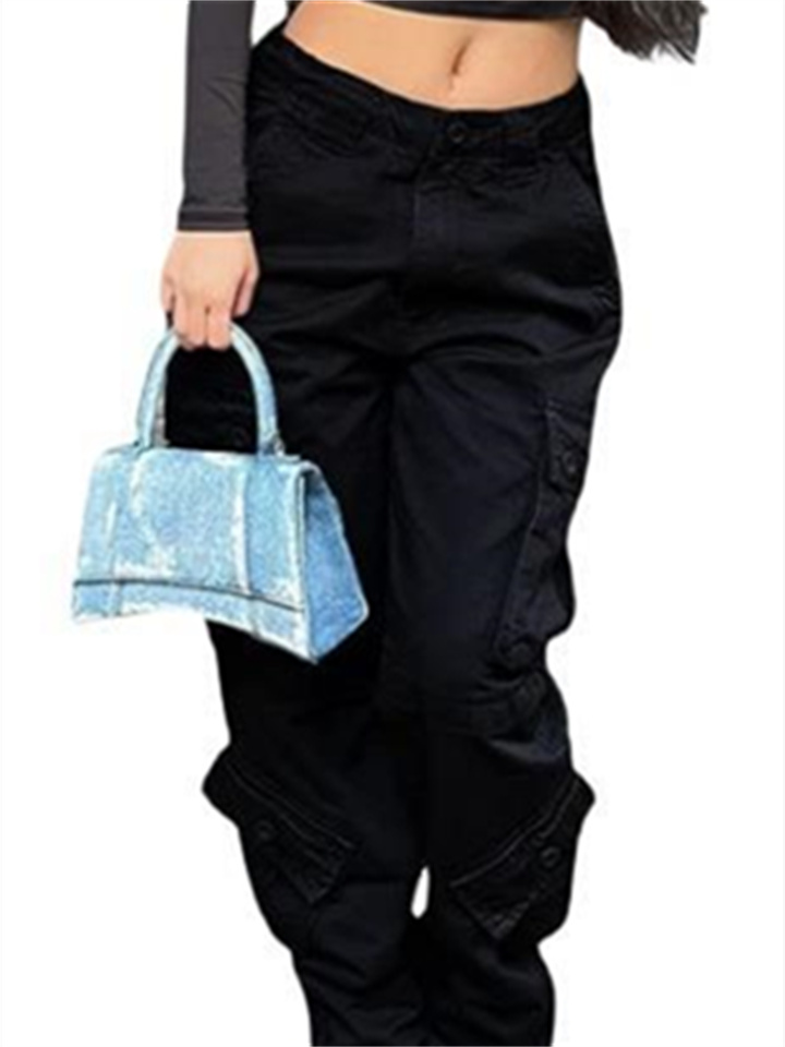 Women's Cargo Pants Pants Trousers Cotton Blend Beige Gray Black Mid Waist Vacation Casual Office Baggy Micro-elastic Full Length Comfort Plain S M L XL
