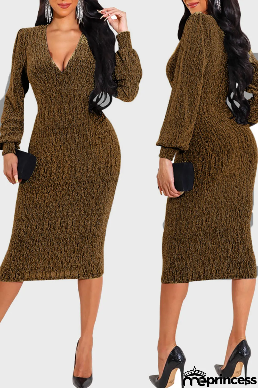 Yellow Sexy Solid Split Joint V Neck One Step Skirt Dresses