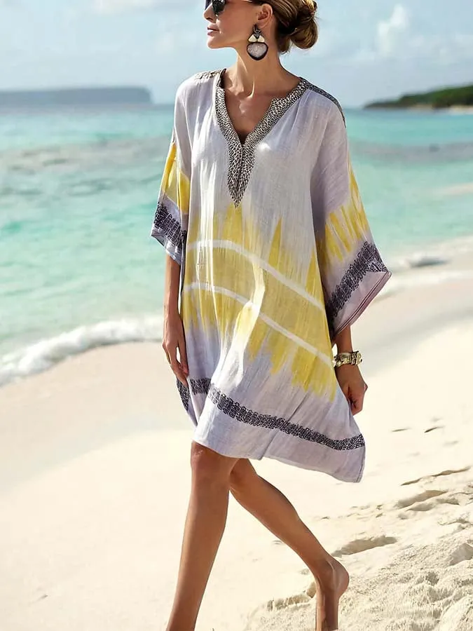 Women'S Loose Striped Print Dress