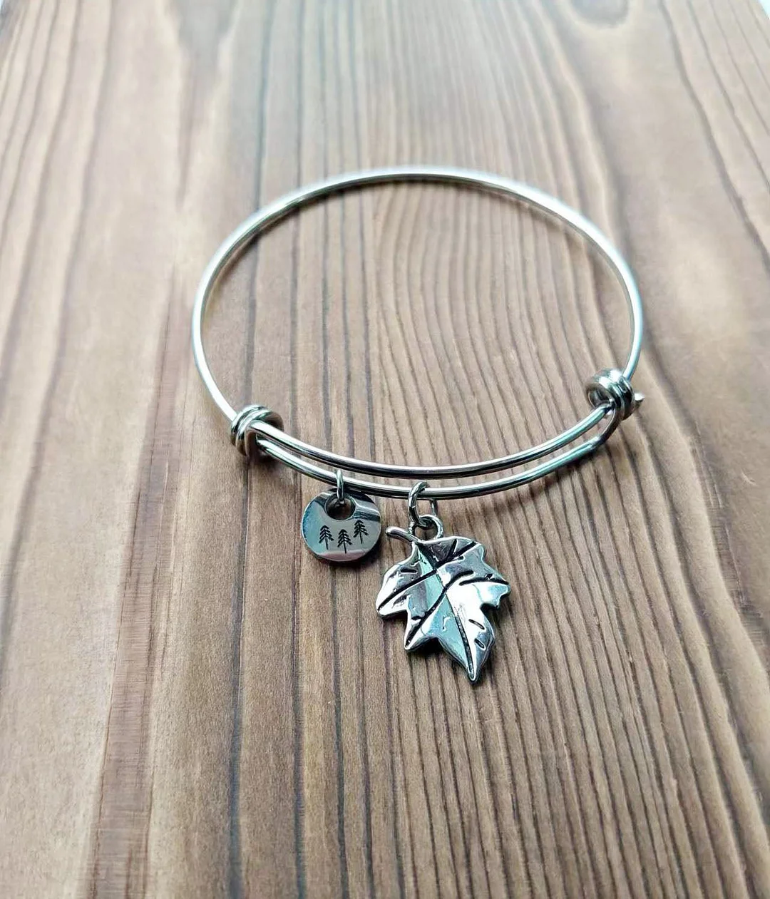 Falling Leaf Bangle Bracelet