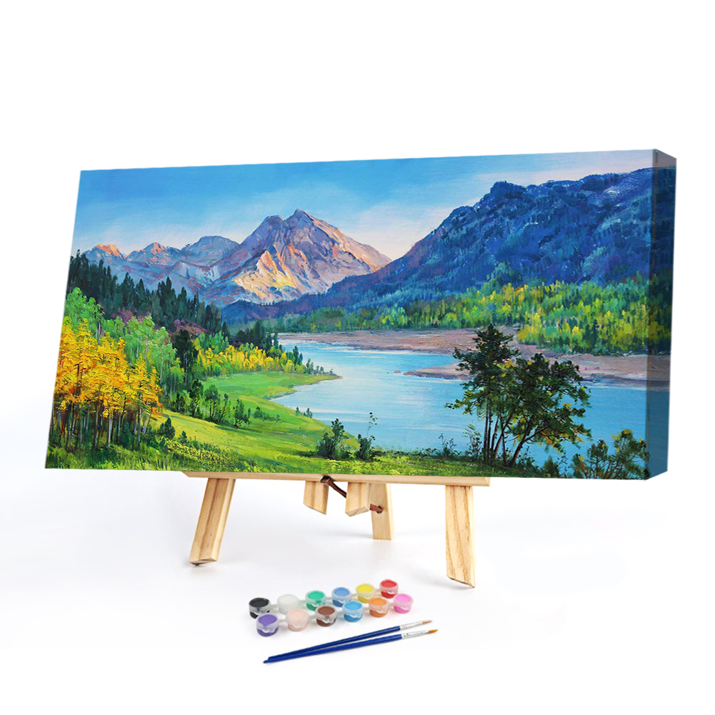 

80*40CM - Paint By Numbers - Mountain River, 501 Original