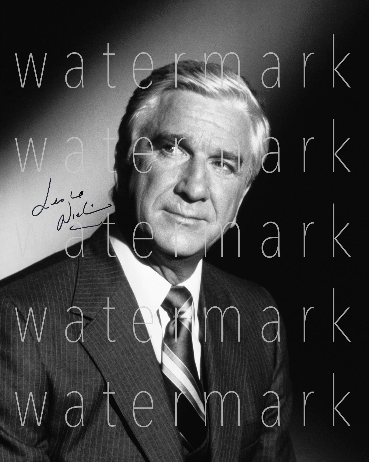 Leslie Nielsen signed 8X10 Photo Poster painting poster picture autograph RP