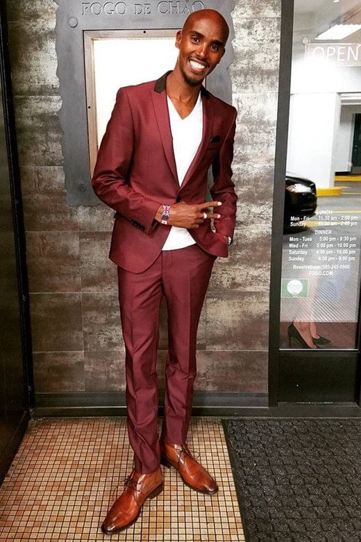 Newest Burgundy Peaked Lapel Wedding Suits For Men | Ballbellas Ballbellas