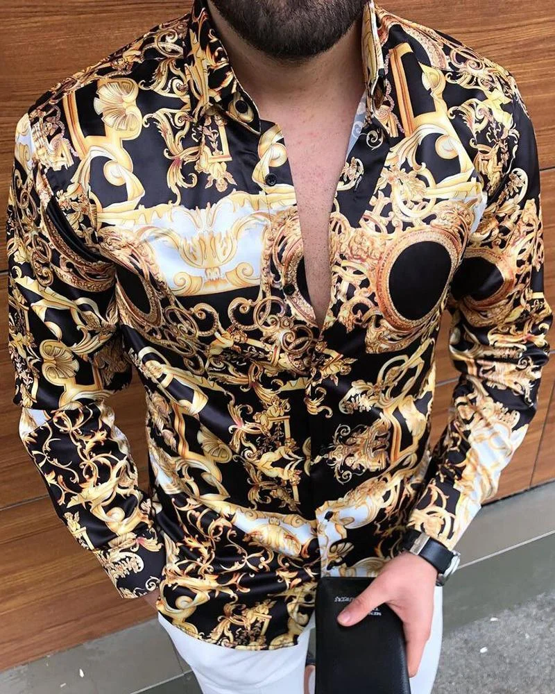 Casual Fashion Printed Long-sleeved Shirt