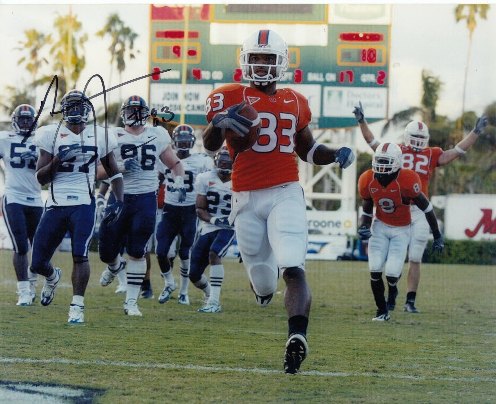 Sinorice Moss #10 8x10 Signed Photo Poster painting w/ COA Miami Hurricanes