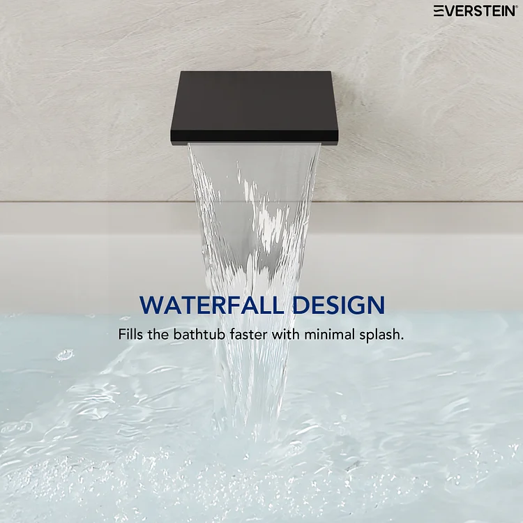 Waterfall Bathtub Faucet With Handheld Shower Chrome Single - View #4