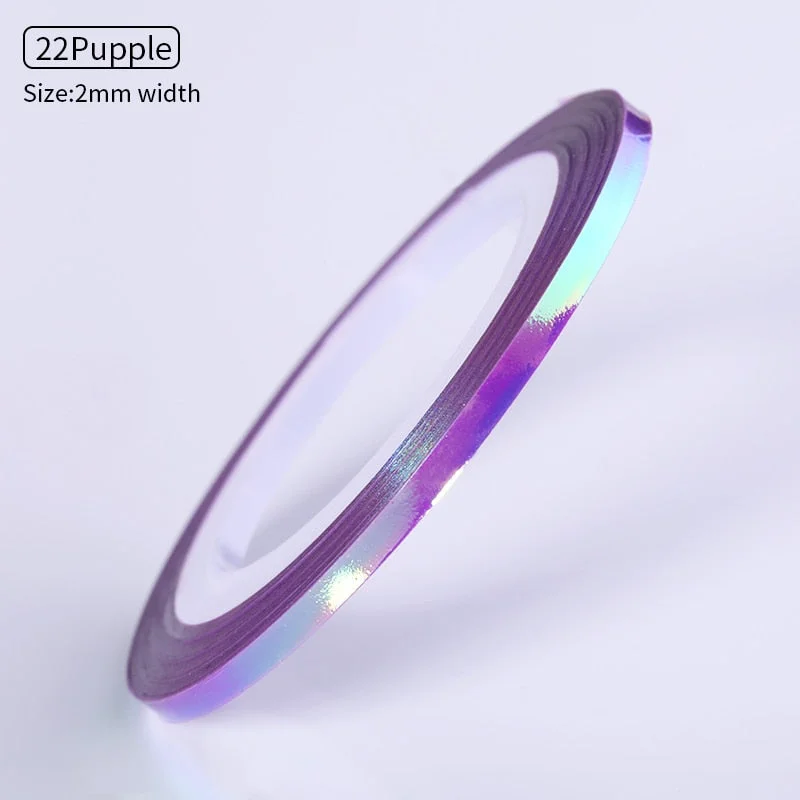 1mm 2mm 6mm Matte Glitter Nail Striping Tape Line Rainbow Multi Color Styling Tool Sticker Decal  DIY Decoration-Nail Inspo