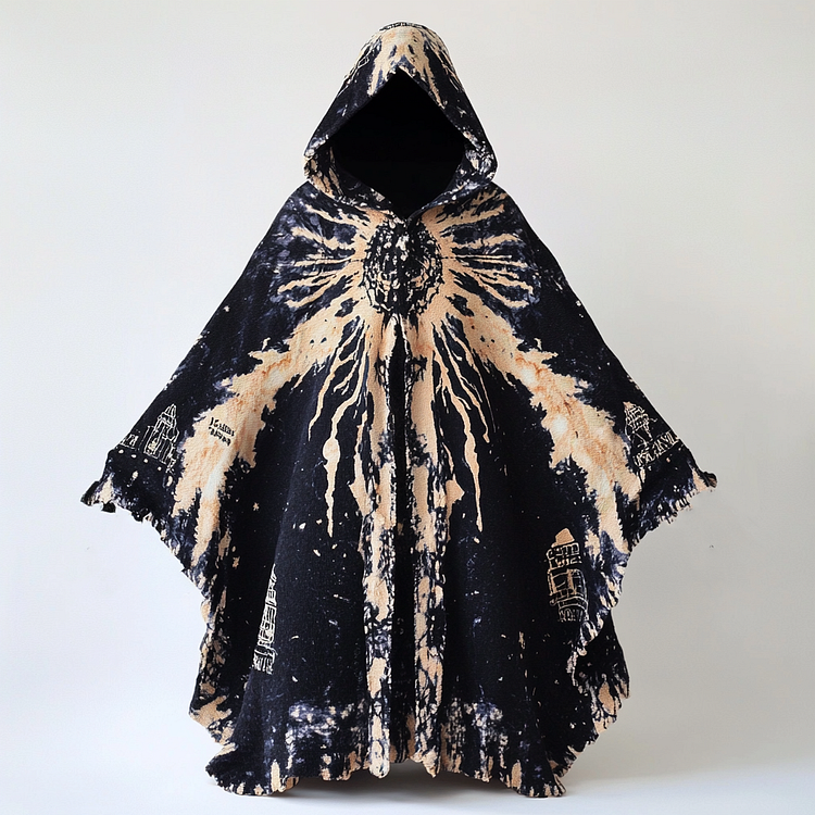 Tie dye hooded robe cape e757
